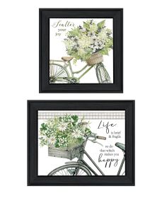 Trendy Decor 4U "Get on Your Bike and Scatter Your Joy" Framed Wall Art for Living Room, Wall Art Print for Home Decor