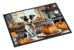 NEW Jack Russell Terrier Fall Kitchen Pumpkins Doormat Front Door Mat Indoor Outdoor Rugs for Entryway, Non Slip Washable Low Pile, 18H X 27W
