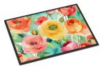 NEW Ranunculus in Watercolor Doormat Front Door Mat Indoor Outdoor Rugs for Entryway, Non Slip Washable Low Pile, 18H X 27W
