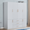 Armoire Wardrobe Closet, Wooden Wardrobe with 4 Drawers with High Storage Capacity, 74.2" 4 Door Wardrobe Closet