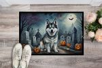 NEW Alaskan Malamute Spooky Halloween Doormat Front Door Mat Indoor Outdoor Rugs for Entryway, Non Slip Washable Low Pile, 18H X 27W
