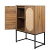 Natural rattan, 2 Door high cabinet, rattan, Built-in adjustable shelf, Easy Assembly, Free Standing Cabinet for Living Room Bedroom