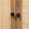 Natural rattan, 2 Door high cabinet, rattan, Built-in adjustable shelf, Easy Assembly, Free Standing Cabinet for Living Room Bedroom