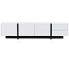 [VIDEO provided] White & Black Contemporary Rectangle Design TV Stand, Unique Style TV Console Table for TVs Up to 80''