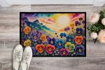 NEW Pansies in Color Doormat Front Door Mat Indoor Outdoor Rugs for Entryway, Non Slip Washable Low Pile, 18H X 27W