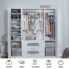 Armoire Wardrobe Closet, Wooden Wardrobe with 4 Drawers with High Storage Capacity, 74.2" 4 Door Wardrobe Closet