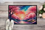 NEW Cherry Blossom in Color Doormat Front Door Mat Indoor Outdoor Rugs for Entryway, Non Slip Washable Low Pile, 18H X 27W