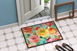 NEW Ranunculus in Watercolor Doormat Front Door Mat Indoor Outdoor Rugs for Entryway, Non Slip Washable Low Pile, 18H X 27W