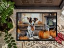 NEW Jack Russell Terrier Fall Kitchen Pumpkins Doormat Front Door Mat Indoor Outdoor Rugs for Entryway, Non Slip Washable Low Pile, 18H X 27W
