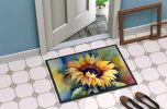 NEW Sunflowers in Watercolor Doormat Front Door Mat Indoor Outdoor Rugs for Entryway, Non Slip Washable Low Pile, 18H X 27W