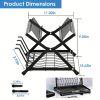 2-layer bowl and dish drying rack with bowl, cup, and basin holder, foldable bowl and dish drain rack, suitable for kitchen countertops