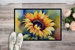 NEW Sunflowers in Watercolor Doormat Front Door Mat Indoor Outdoor Rugs for Entryway, Non Slip Washable Low Pile, 18H X 27W
