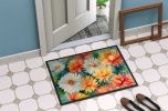 NEW Chrysanthemums in Watercolor Doormat Front Door Mat Indoor Outdoor Rugs for Entryway, Non Slip Washable Low Pile, 18H X 27W