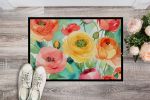 NEW Ranunculus in Watercolor Doormat Front Door Mat Indoor Outdoor Rugs for Entryway, Non Slip Washable Low Pile, 18H X 27W