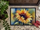 NEW Sunflowers in Watercolor Doormat Front Door Mat Indoor Outdoor Rugs for Entryway, Non Slip Washable Low Pile, 18H X 27W