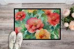 NEW Georgia Cherokee Rose in Watercolor Doormat Front Door Mat Indoor Outdoor Rugs for Entryway, Non Slip Washable Low Pile, 18H X 27W