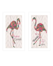 Trendy Decor 4U "Flamingo's - A matrix colors!" Framed Wall Art for Living Room, Wall Art Print for Home Decor, Bedroom Wall Art by Cindy Jacobs (Color: as Pic)
