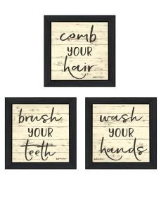 Trendy Decor 4U "Bathroom Commands" Framed Wall Art for Bathroom, Wall Art Print for Home Decor, Bathroom Wall Art by Susie Boyer (Color: as Pic)