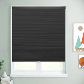 WELLSOURCE Cordless Cellular Shades without Drilling Honeycomb Blinds Blackout for Windows Bed Room, Office Easy to Install Custom Size (Color: black, size: Custom Size)